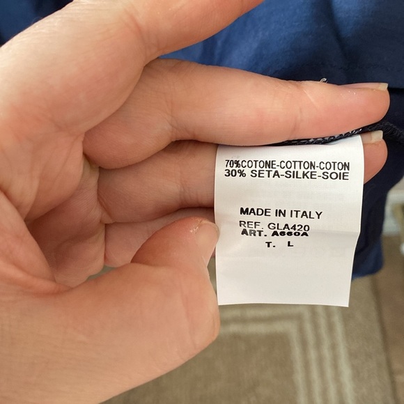 Just for You Navy Cotton Silk Sleeveless Dress with Floral Accents L - Picture 6 of 8